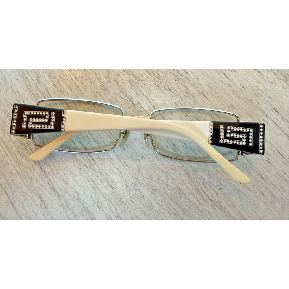 Versace 1163-B Rectangular Crystal Embellished Greek Key Temple Frames 52-16